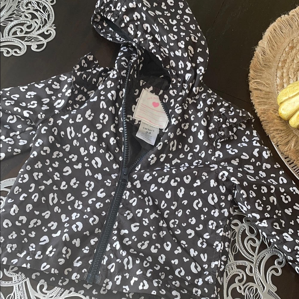Kids Black and White Leopard Print Jacket